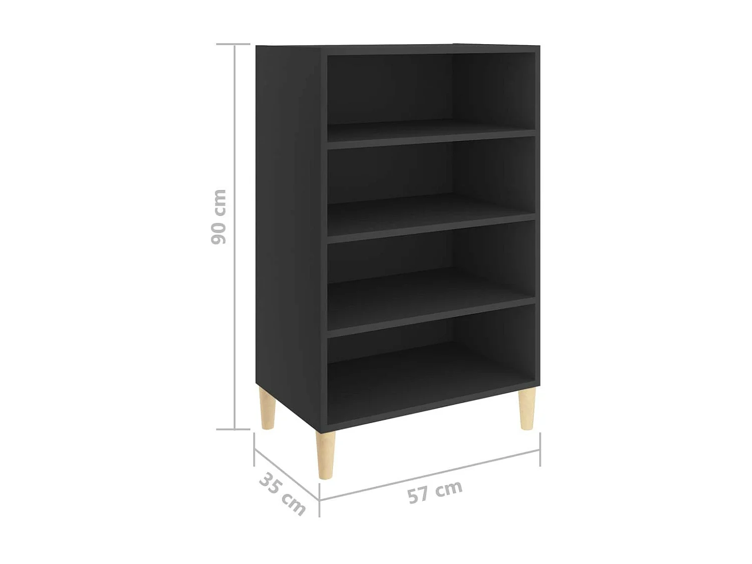 Dressoir 57x35x90 cm bewerkt hout grijs