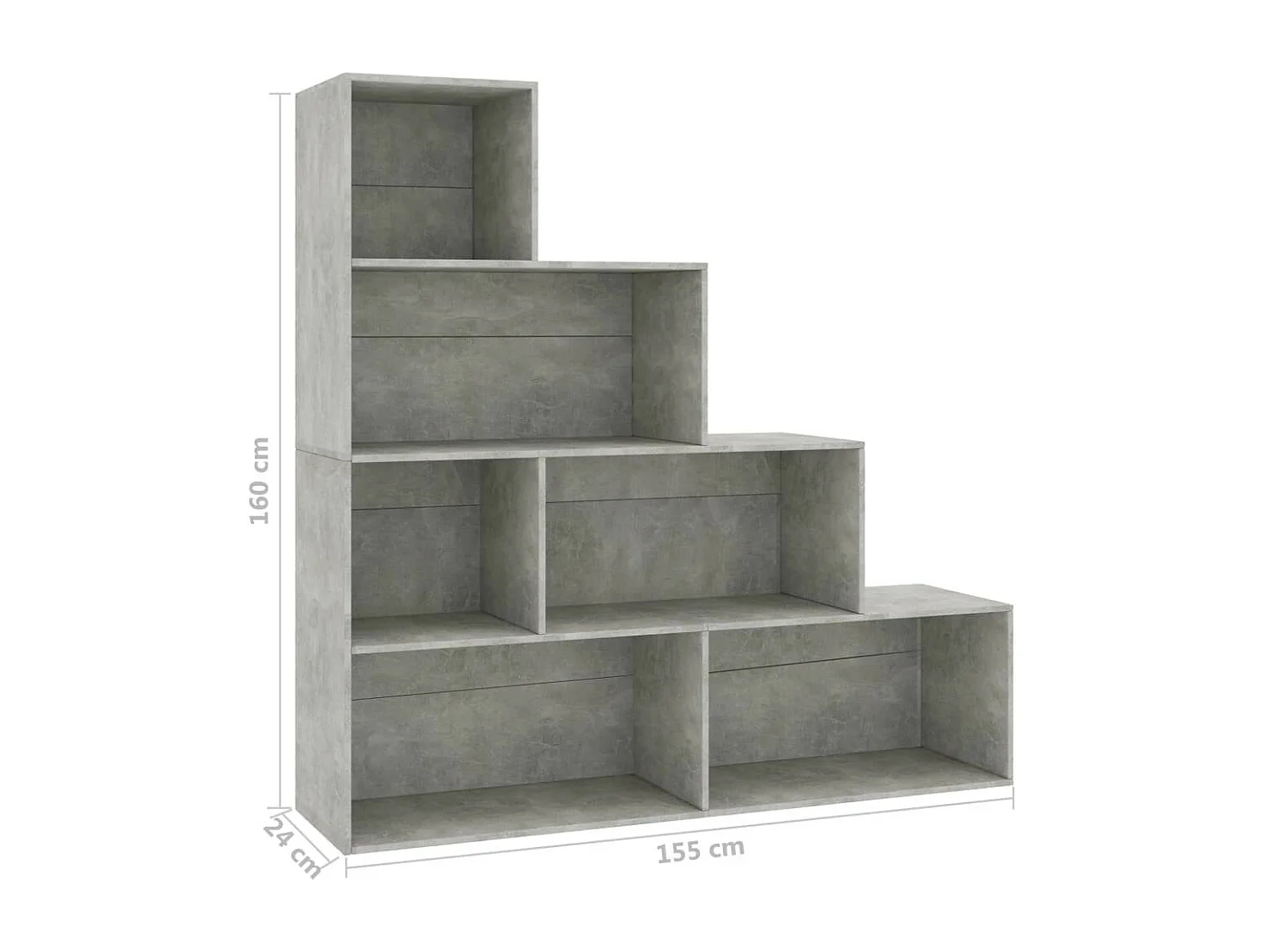 Bibliothèque-Séparateur de pièce Gris béton 155x24x160