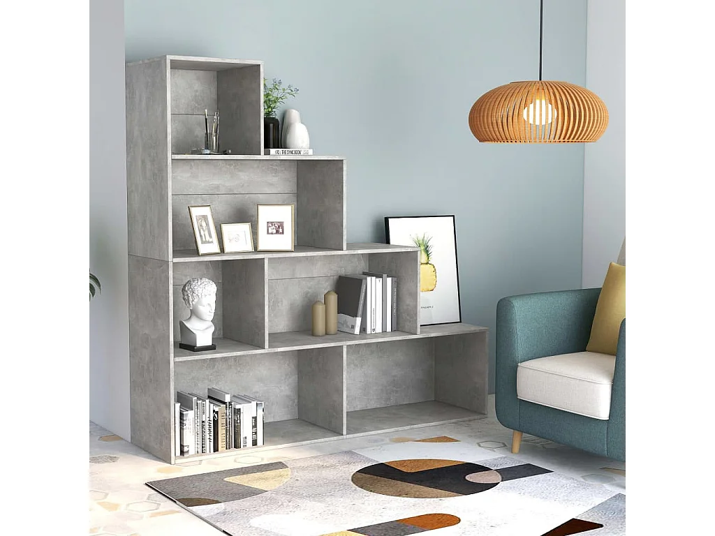 Bibliothèque-Séparateur de pièce Gris béton 155x24x160