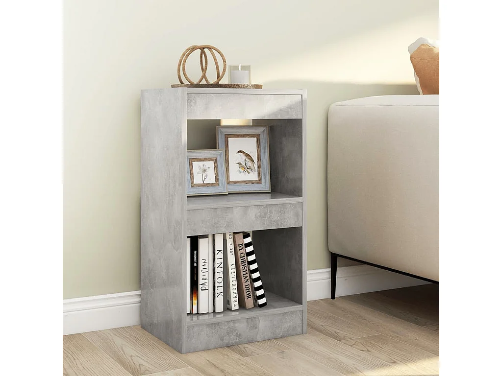 Bibliothèque-Séparateur de pièce Gris béton 40x30x72