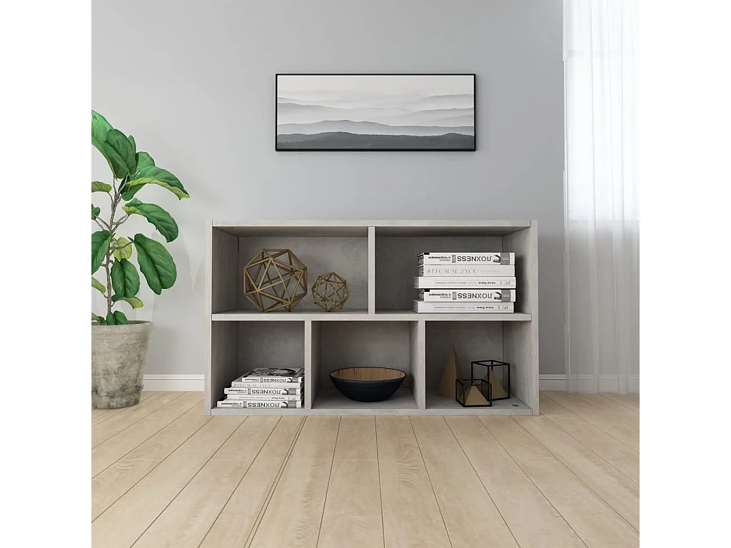 Bibliothèque-Buffet Gris béton 45 x 25x80