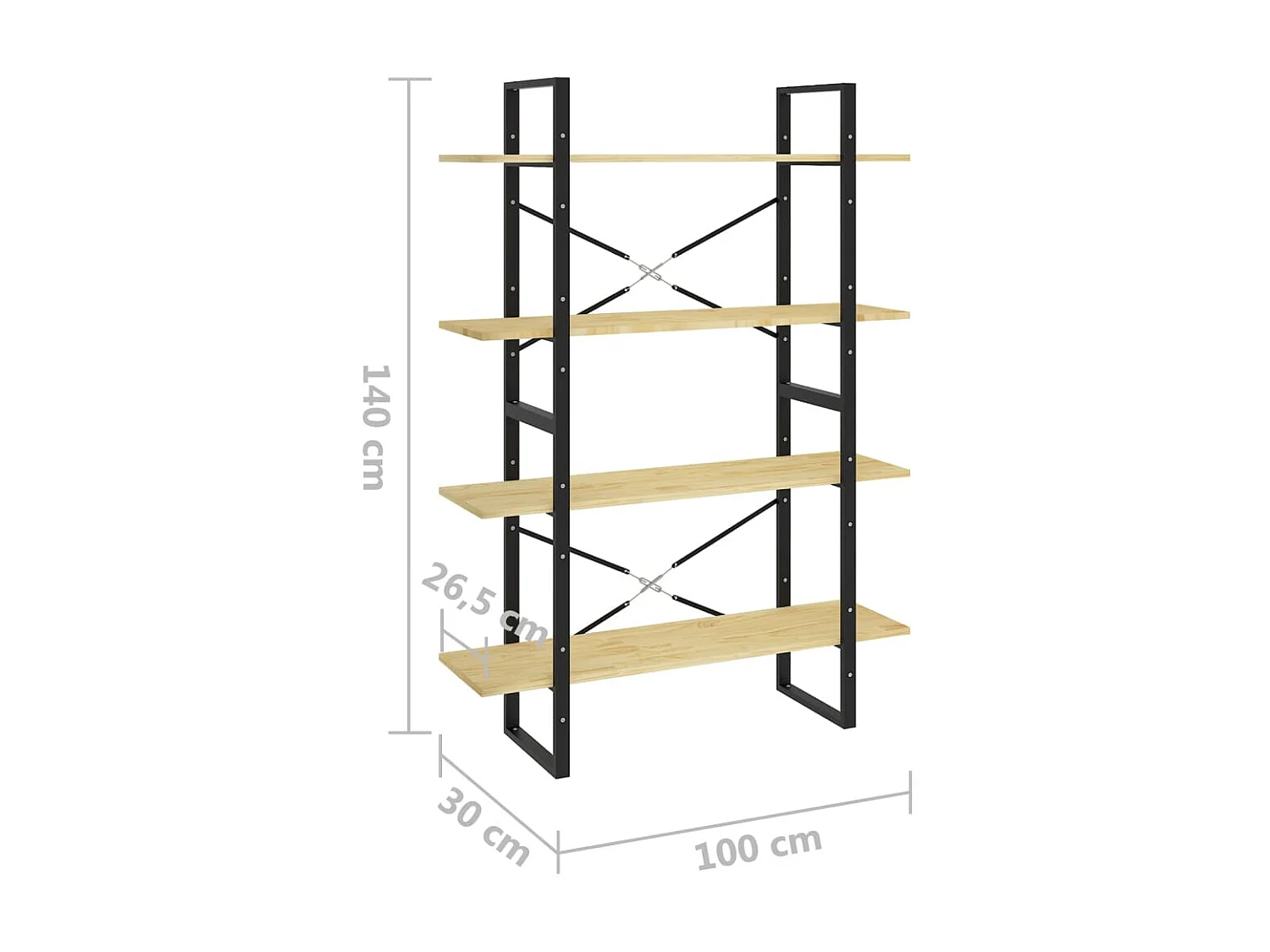 Bibliothèque à 4 niveaux 100x30x140 Bois de pin massif