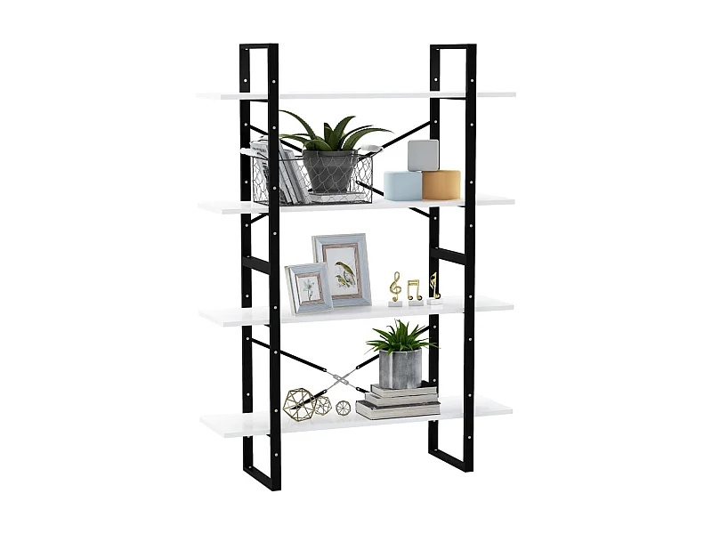 Bibliothèque à 4 niveaux Blanc 100x30x140