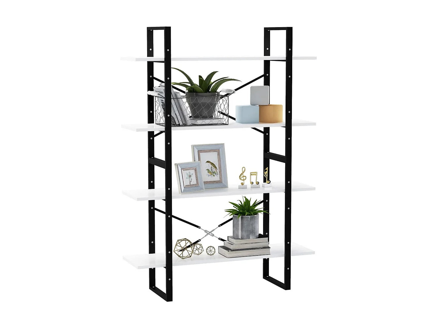 Bibliothèque à 4 niveaux Blanc 100x30x140