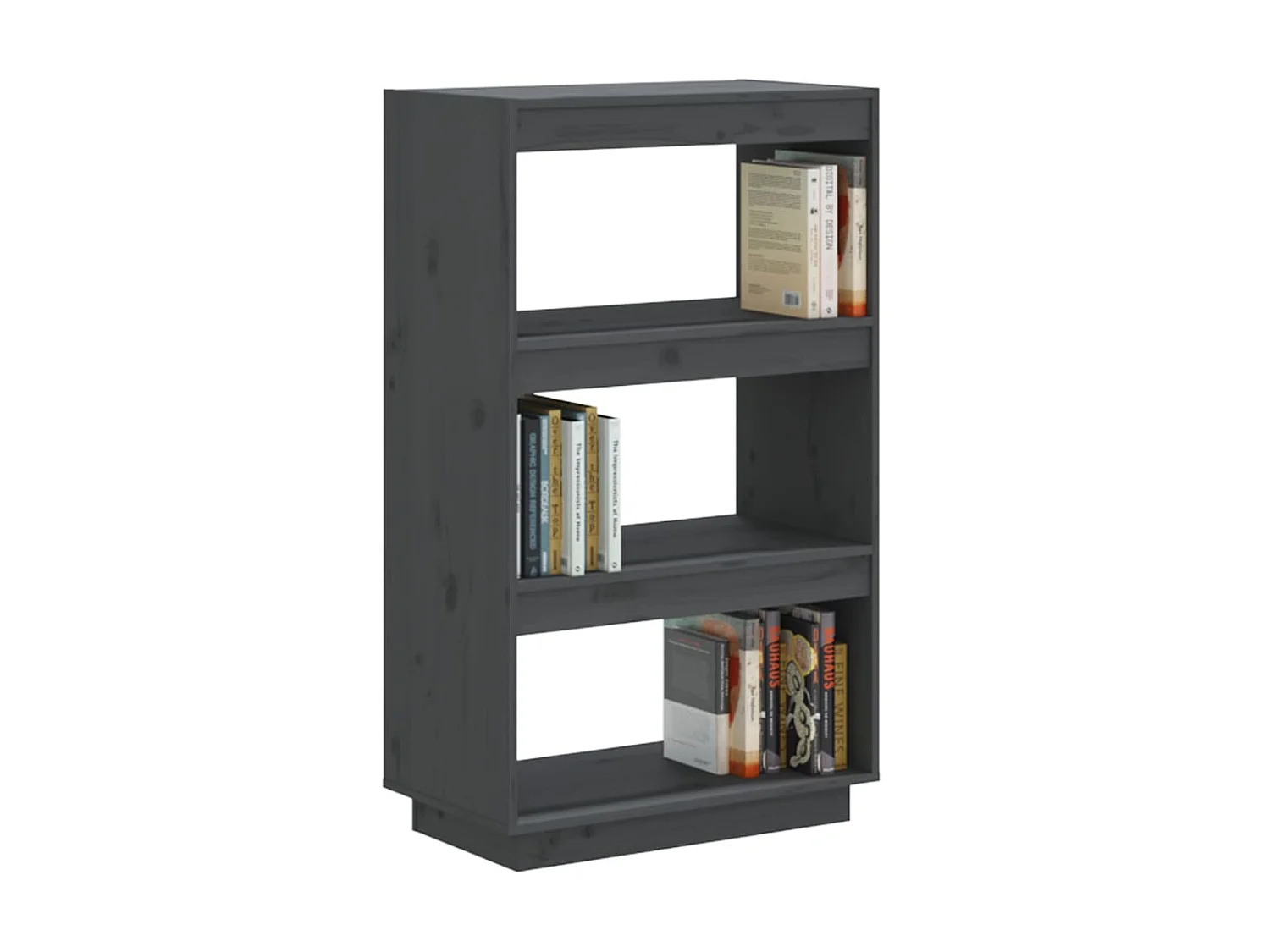 Bibliothèque-Cloison Gris 60x35x103 Bois de pin massif