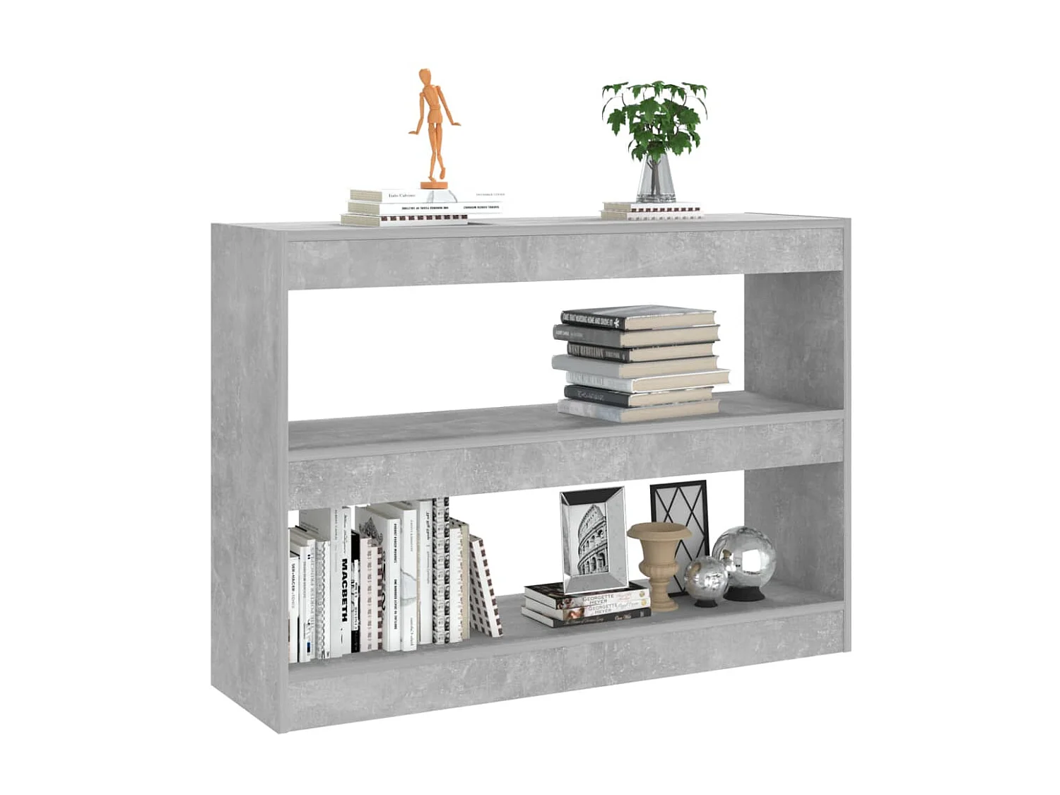 Bibliothèque-Séparateur de pièce Gris béton 100x30x72