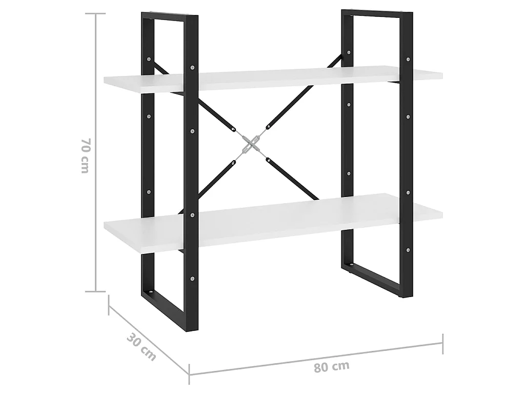 Bibliothèque à 2 niveaux Blanc 80x30x70