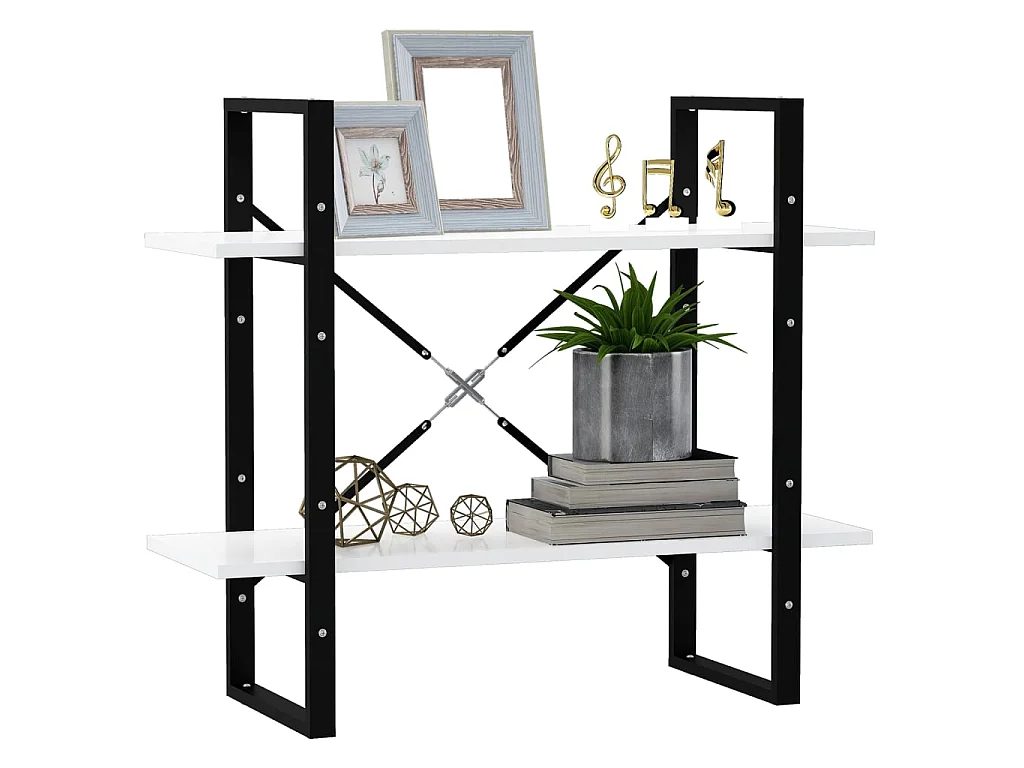 Bibliothèque à 2 niveaux Blanc 80x30x70