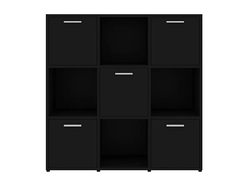 Bibliothèque étagère en bois Lozka 98cm - 4 niches 5 portes-Noir