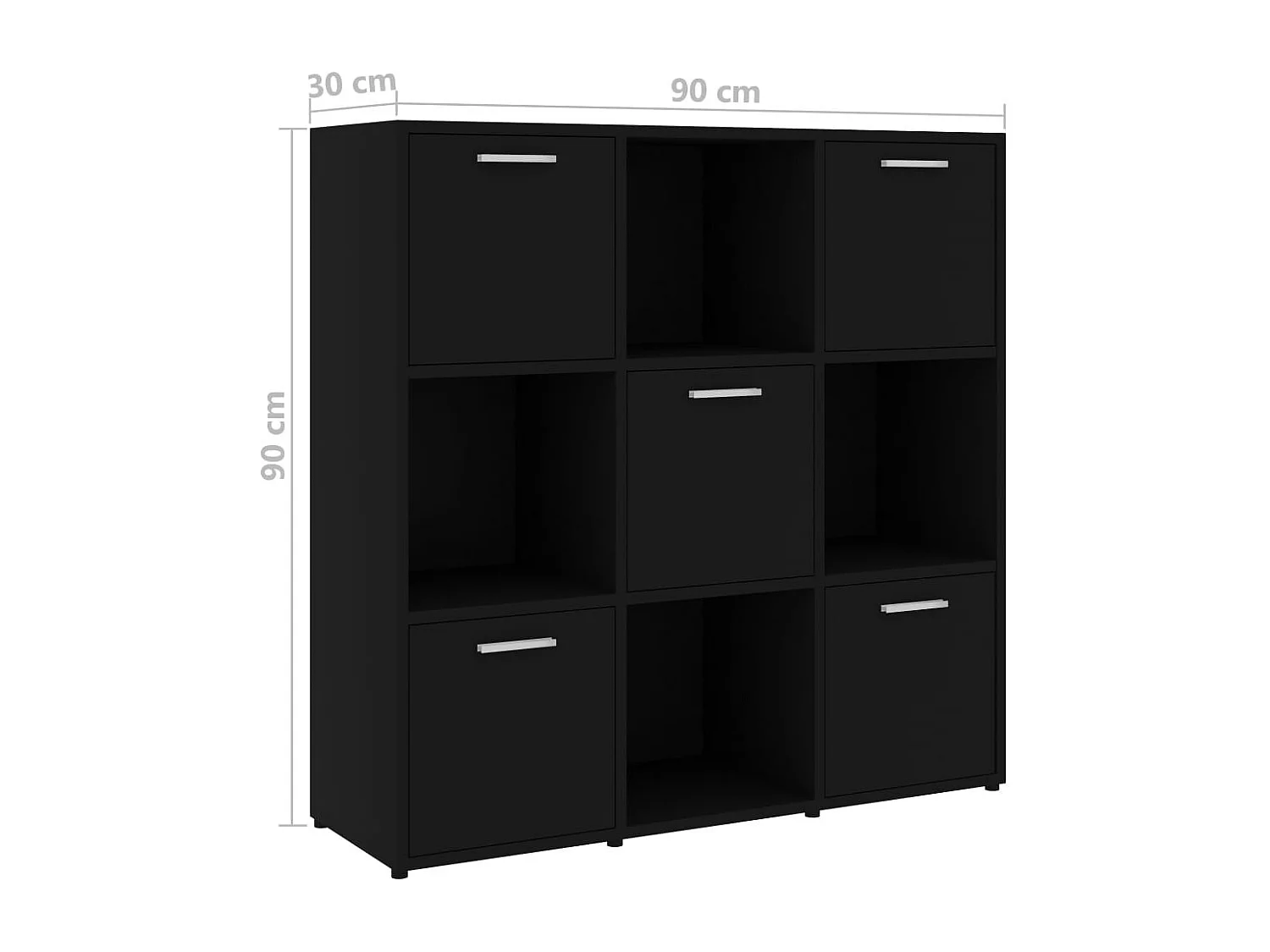 Bibliothèque étagère en bois Lozka 98cm - 4 niches 5 portes-Noir