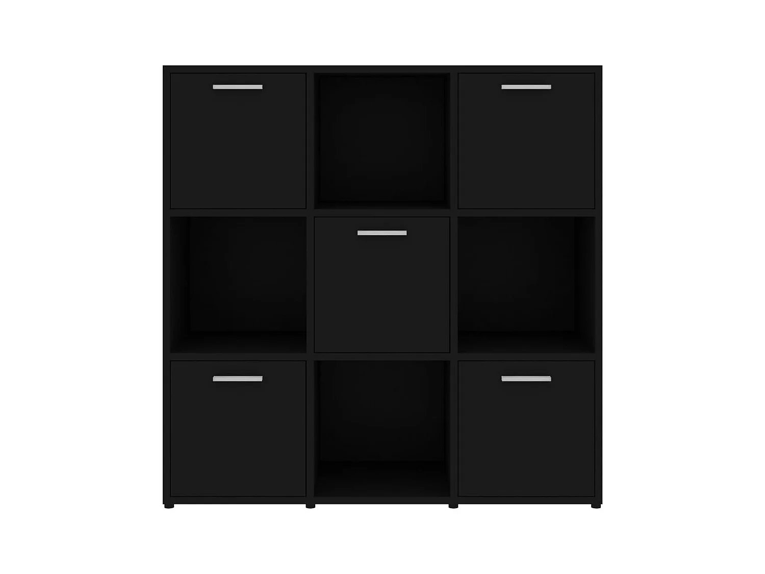Bibliothèque étagère en bois Lozka 98cm - 4 niches 5 portes-Noir