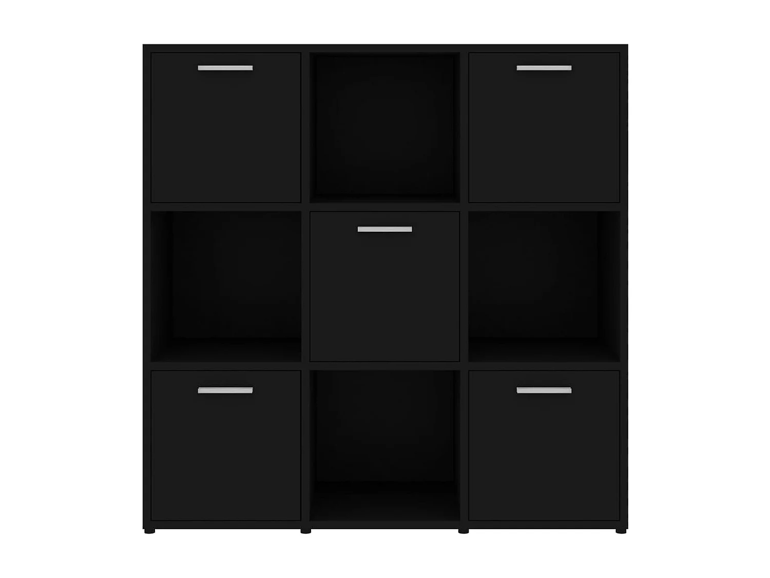 Bibliothèque étagère en bois Lozka 98cm - 4 niches 5 portes-Noir