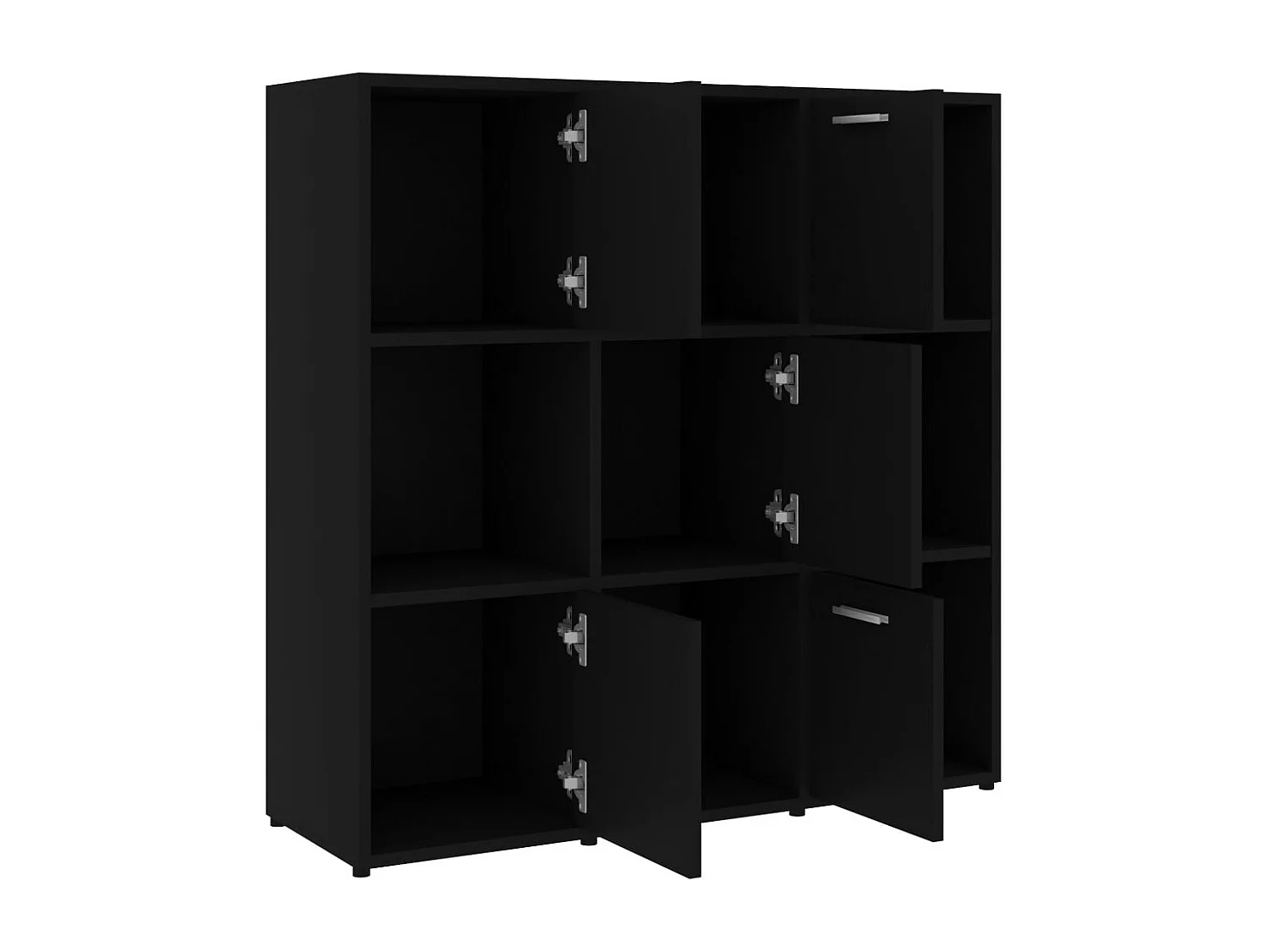 Bibliothèque étagère en bois Lozka 98cm - 4 niches 5 portes-Noir
