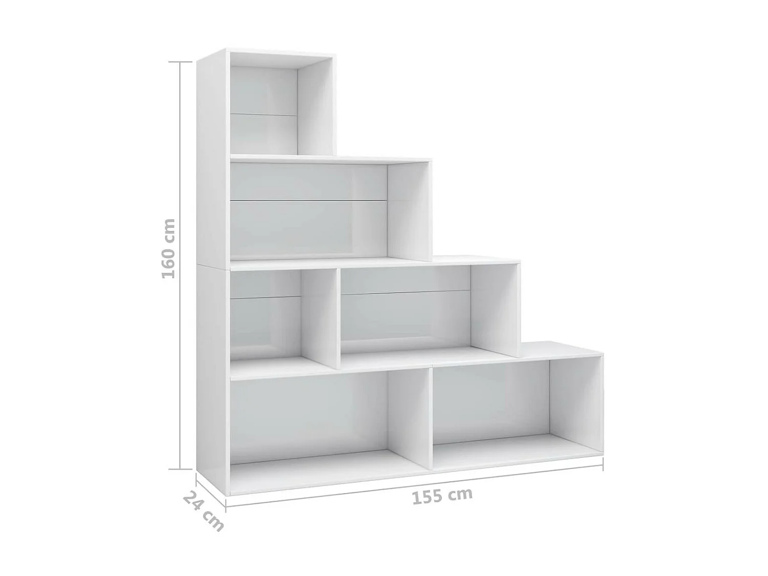 Bibliothèque-Séparateur de pièce Blanc brillant 155x24x160