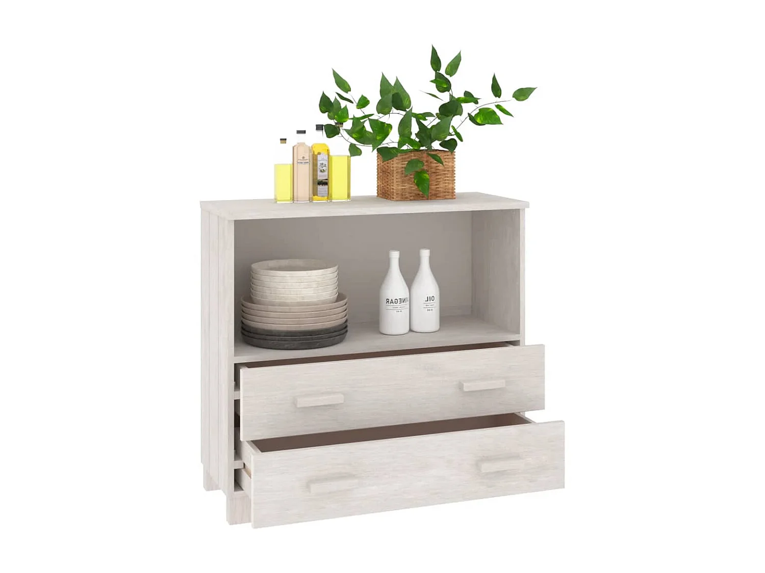 Buffet Blanc 85x35x80 Bois massif de pin