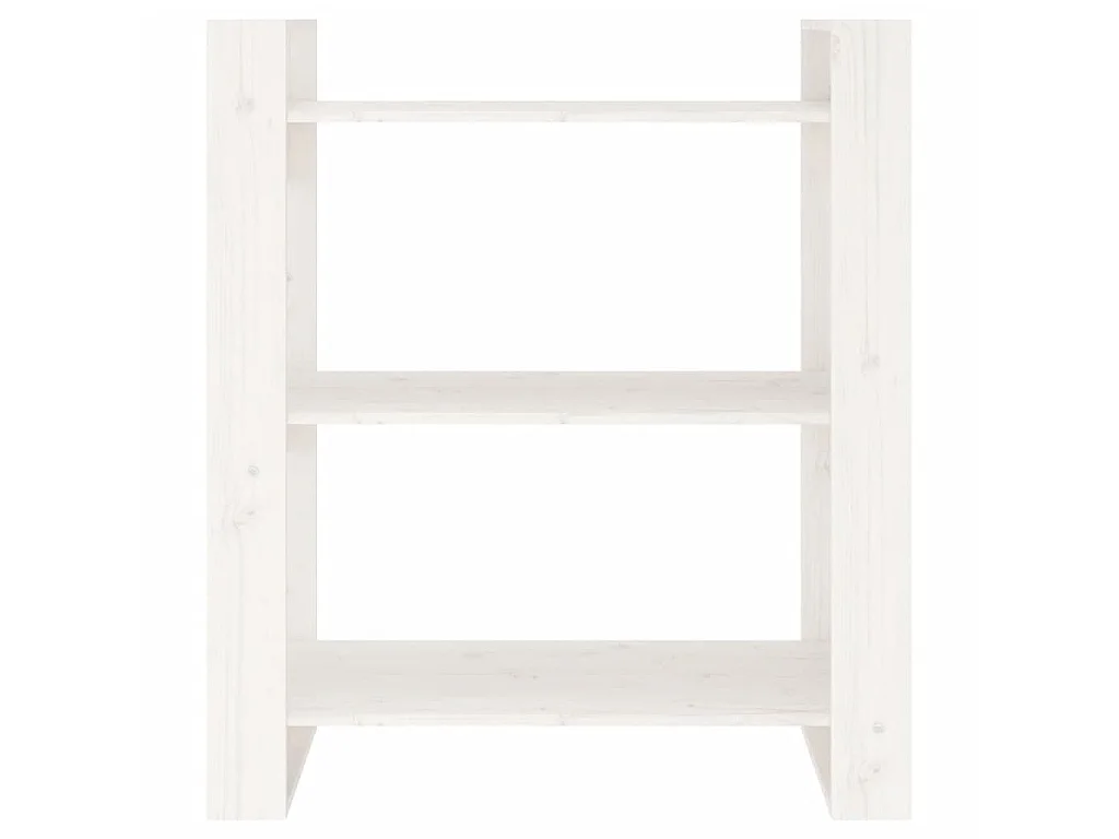 Bibliothèque-Séparateur de pièce Blanc 80x35x91 Pin solide