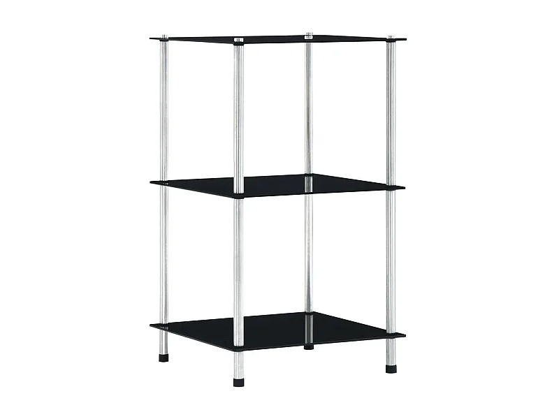 Étagère à 3 niveaux Noir 40x40x67 Verre trempé