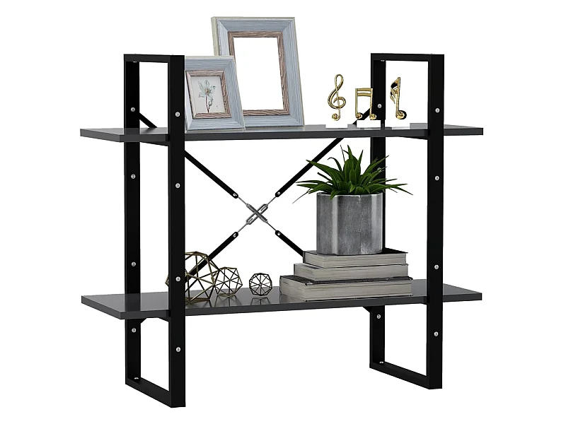 Bibliothèque à 2 niveaux Gris 80x30x70