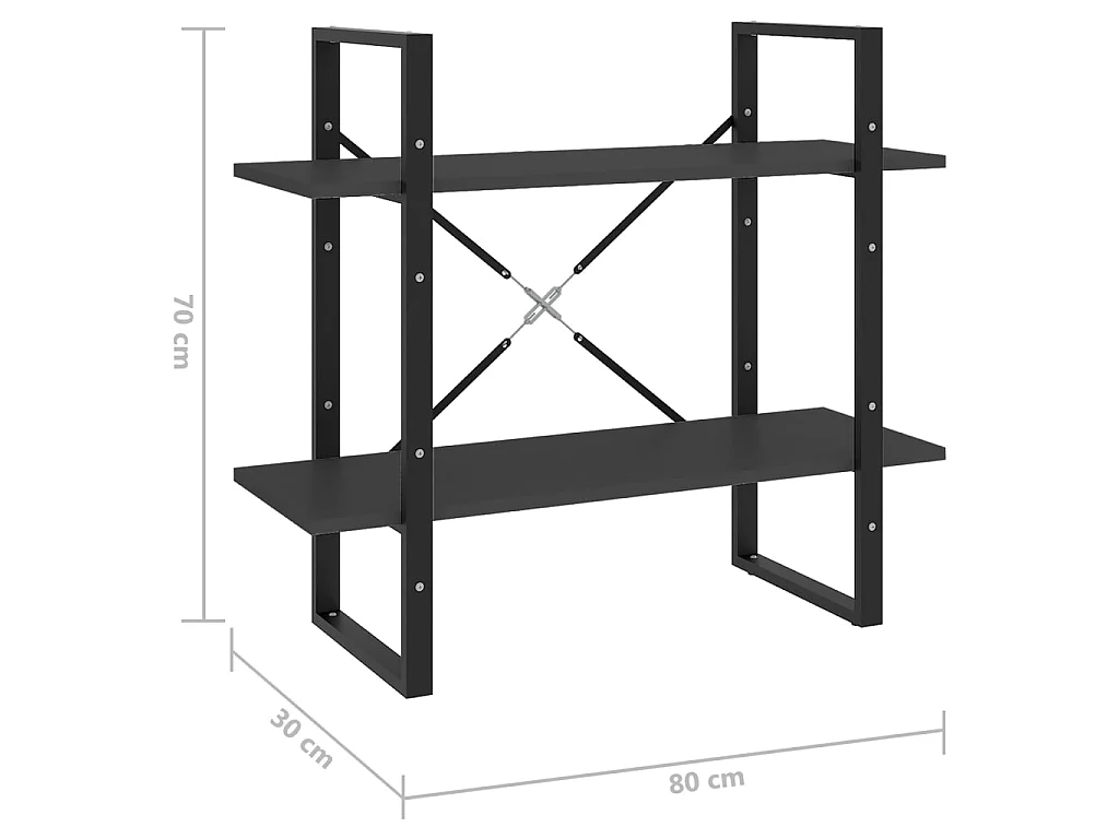 Bibliothèque à 2 niveaux Gris 80x30x70