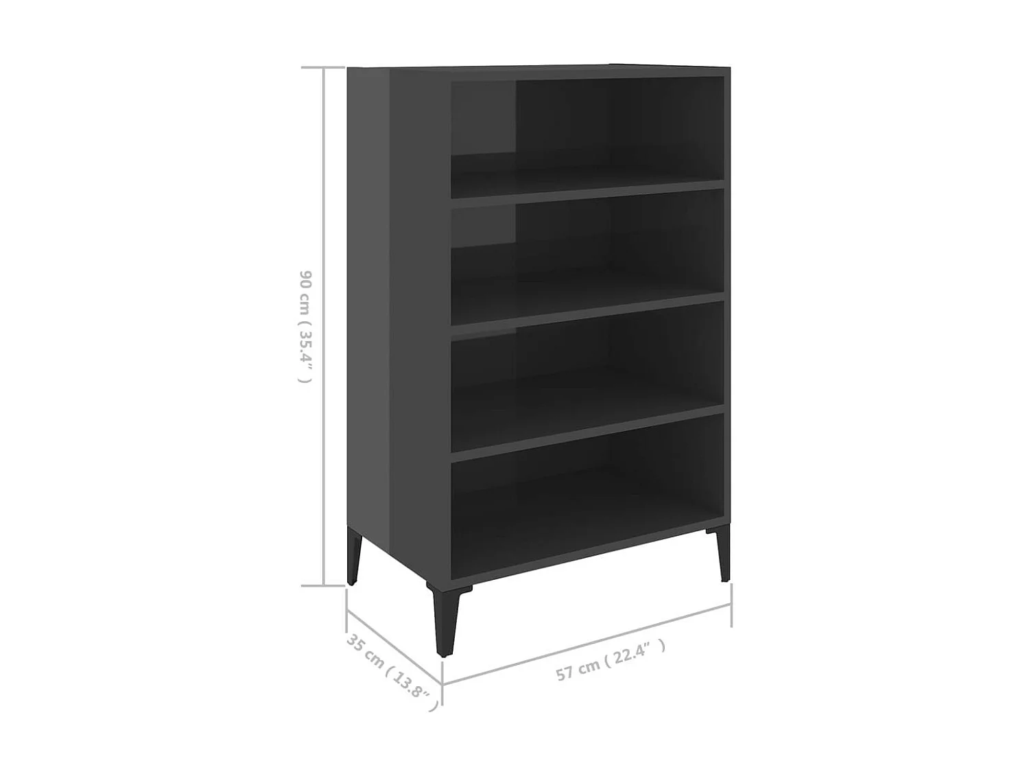 Étagère Gris brillant 57x35x90 2