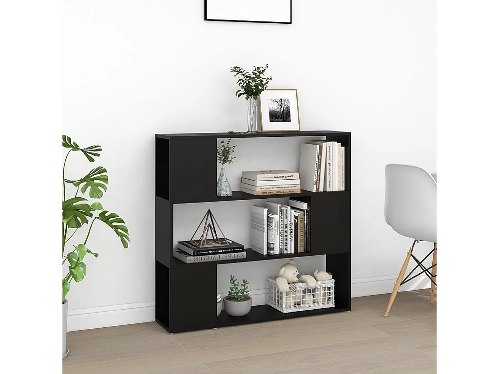 Bibliothèque-Séparateur de pièce Noir 100x24x94