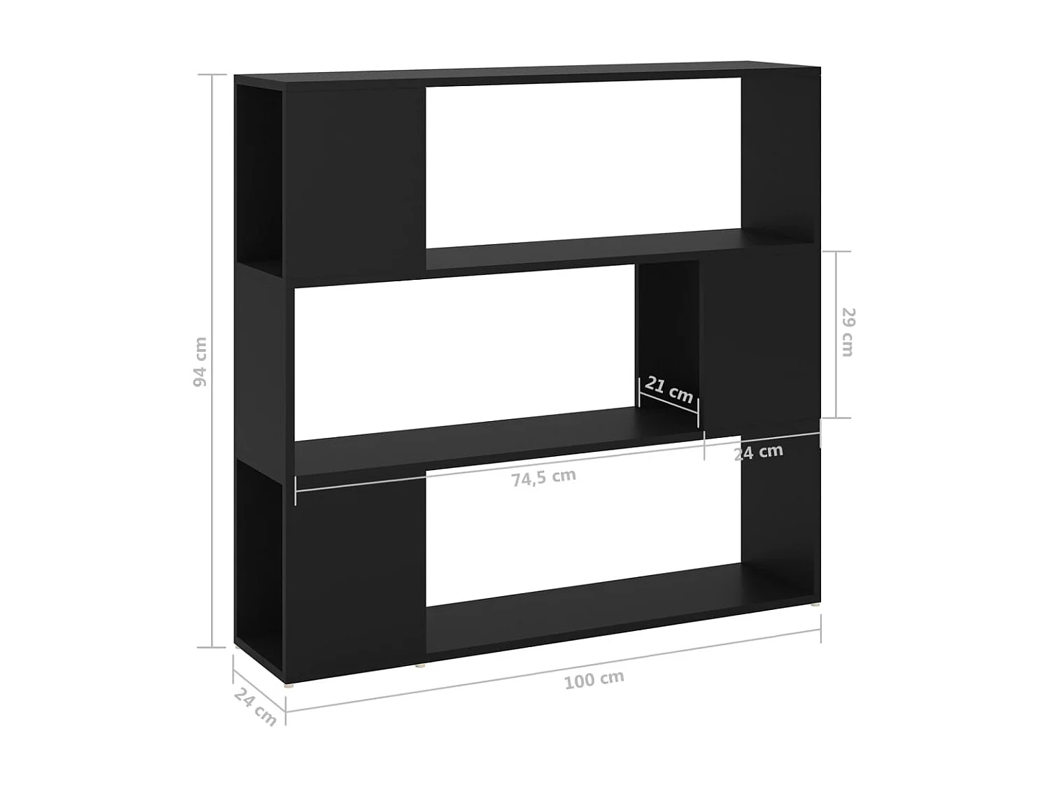 Bibliothèque-Séparateur de pièce Noir 100x24x94