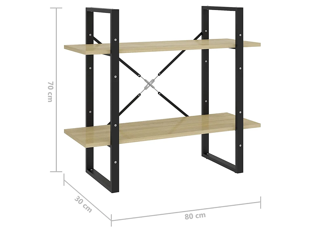 Bibliothèque à 2 niveaux Chêne sonoma 80x30x70