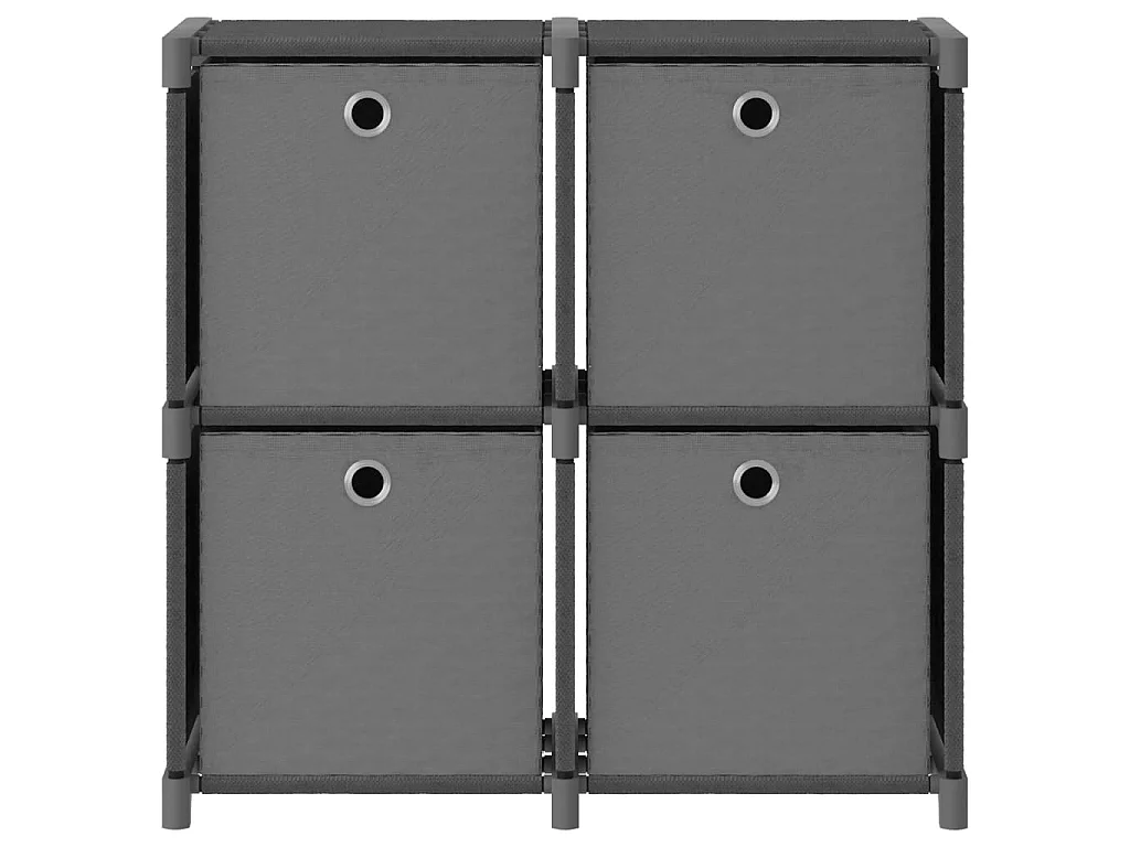 Étagère à 4 cubes avec boîtes Gris 69x30x72,5 Tissu