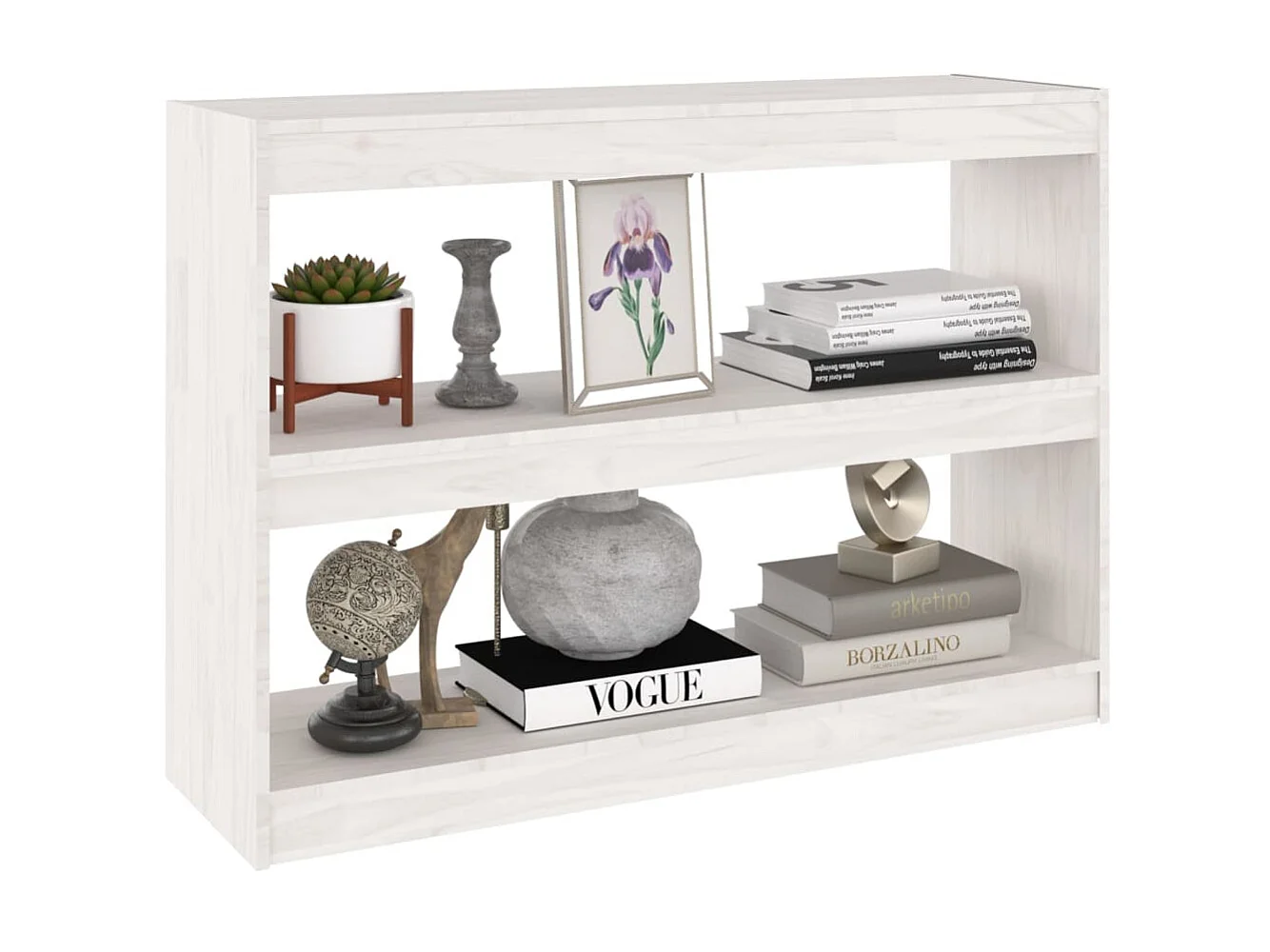 Bibliothèque-Séparateur de pièce Blanc 100x30x71,5 Pin massif