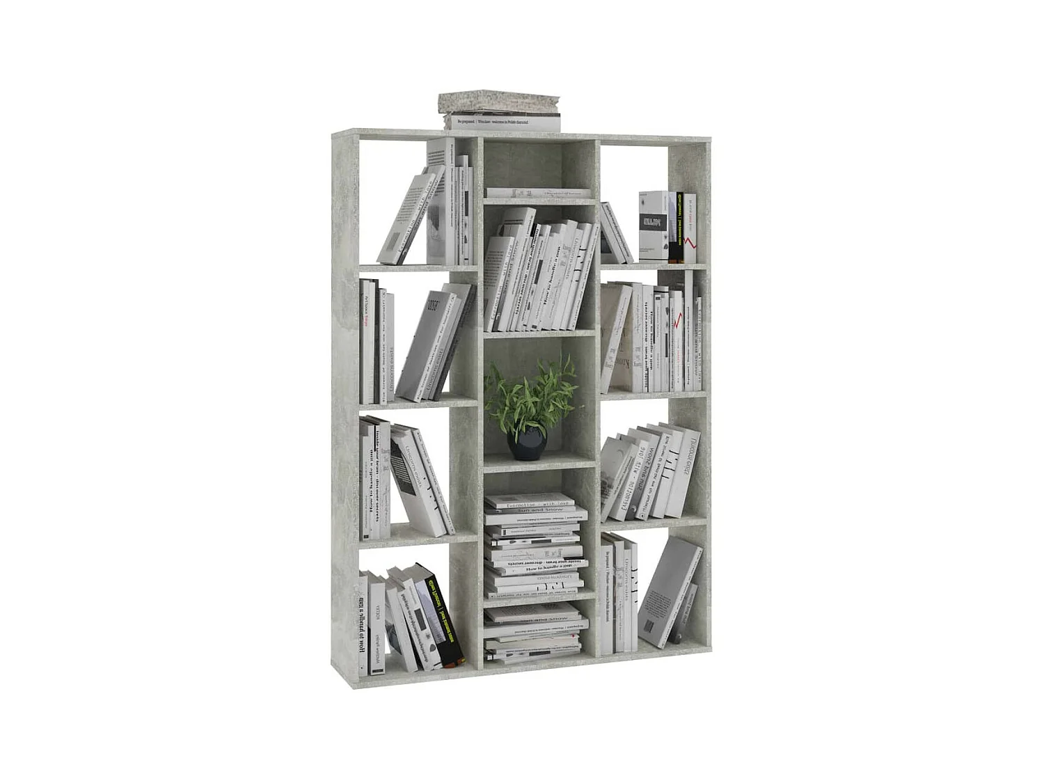 Kamerscherm/boekenkast 100x24x140 cm bewerkt hout betongrijs