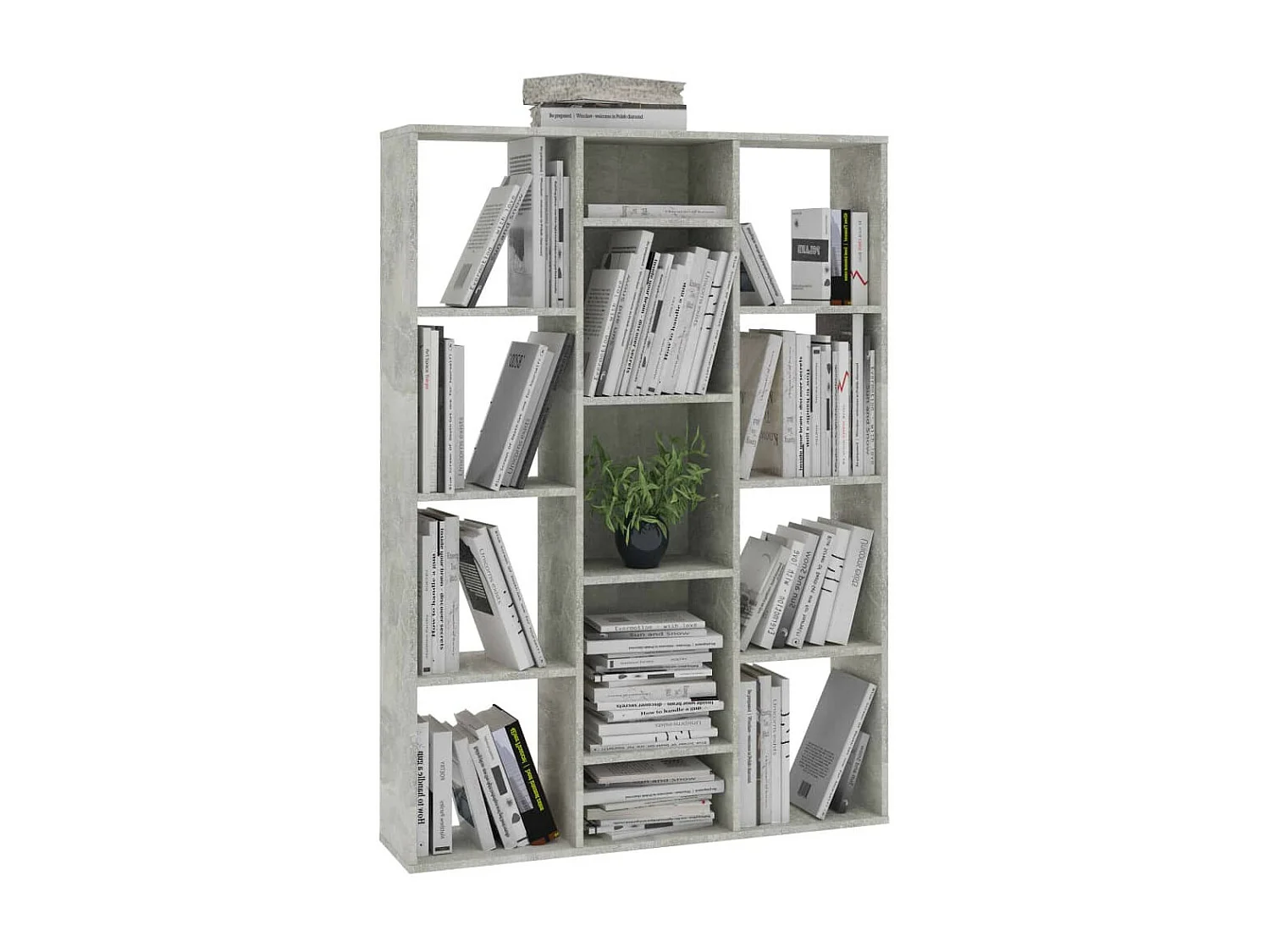 Kamerscherm/boekenkast 100x24x140 cm bewerkt hout betongrijs