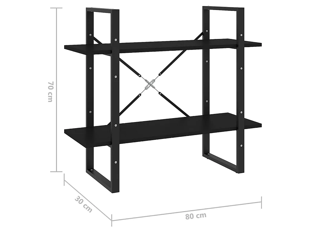 Bibliothèque à 2 niveaux Noir 80x30x70