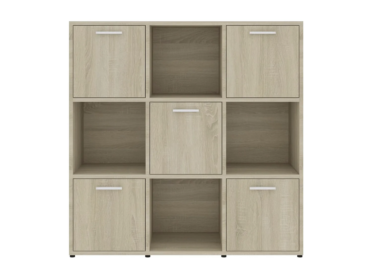 Bibliothèque étagère en bois Lozka 98cm - 4 niches 5 portes-Chêne clair