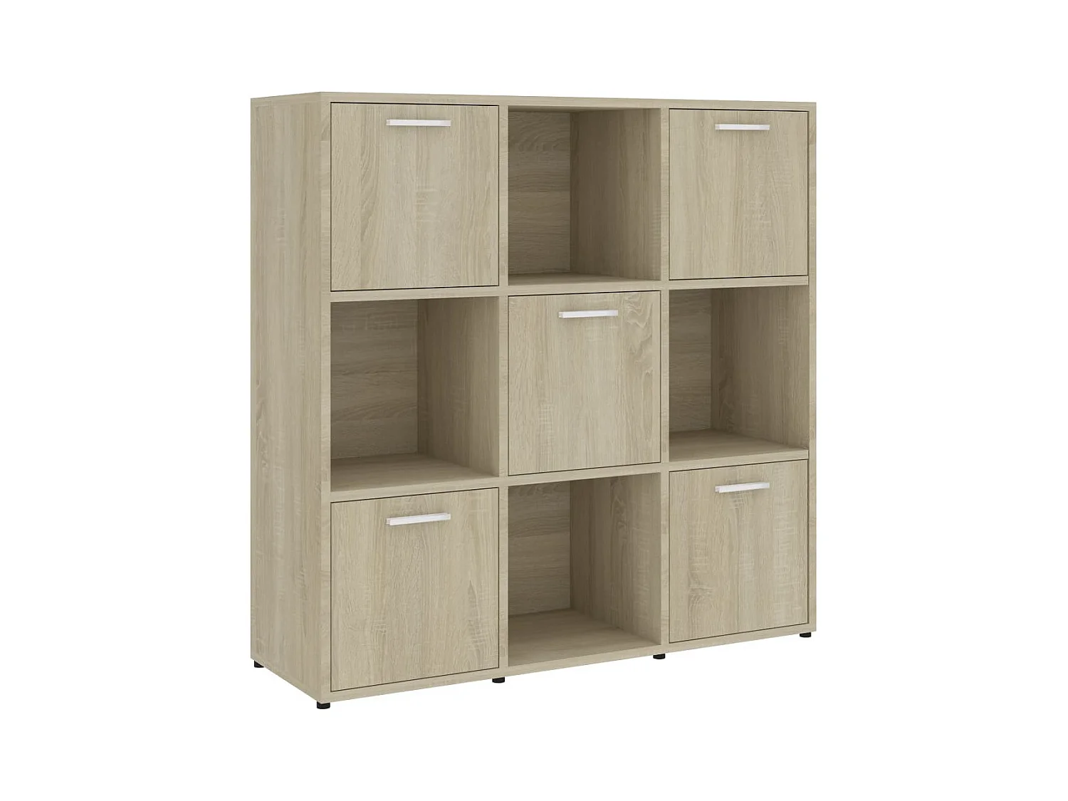 Bibliothèque étagère en bois Lozka 98cm - 4 niches 5 portes-Chêne clair