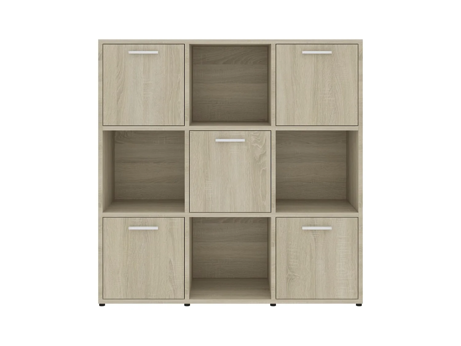 Bibliothèque étagère en bois Lozka 98cm - 4 niches 5 portes-Chêne clair