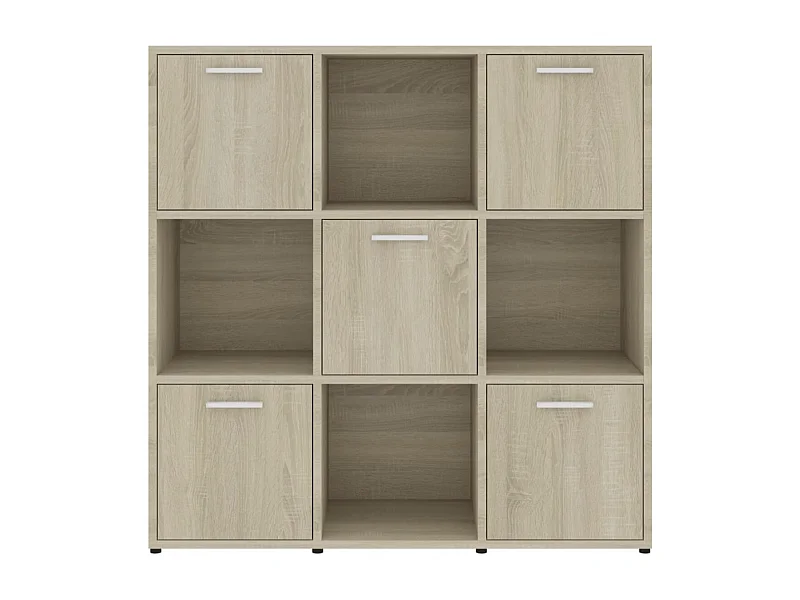 Bibliothèque étagère en bois Lozka 98cm - 4 niches 5 portes-Chêne clair