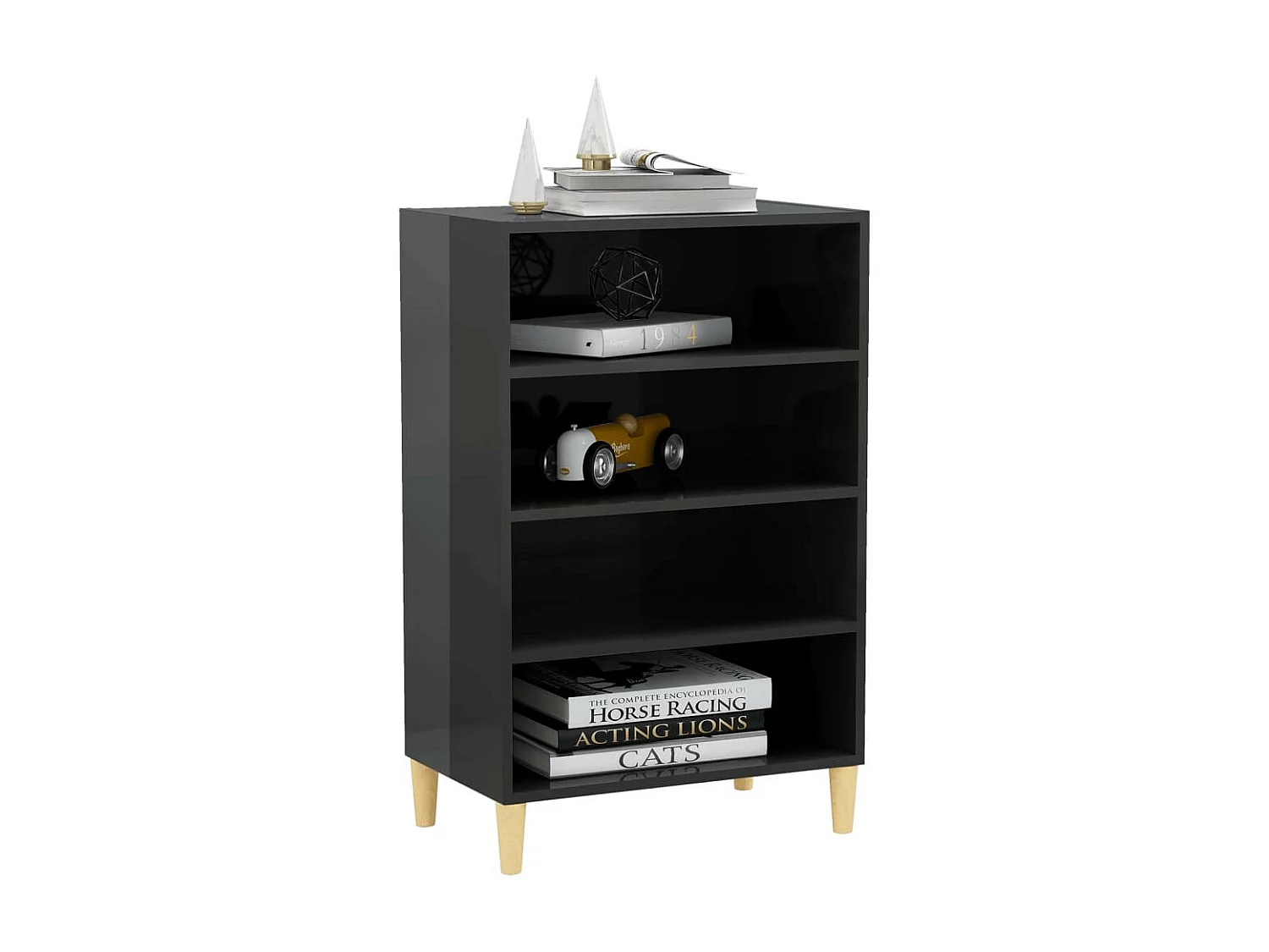 Dressoir 57x35x90 cm bewerkt hout hoogglans grijs