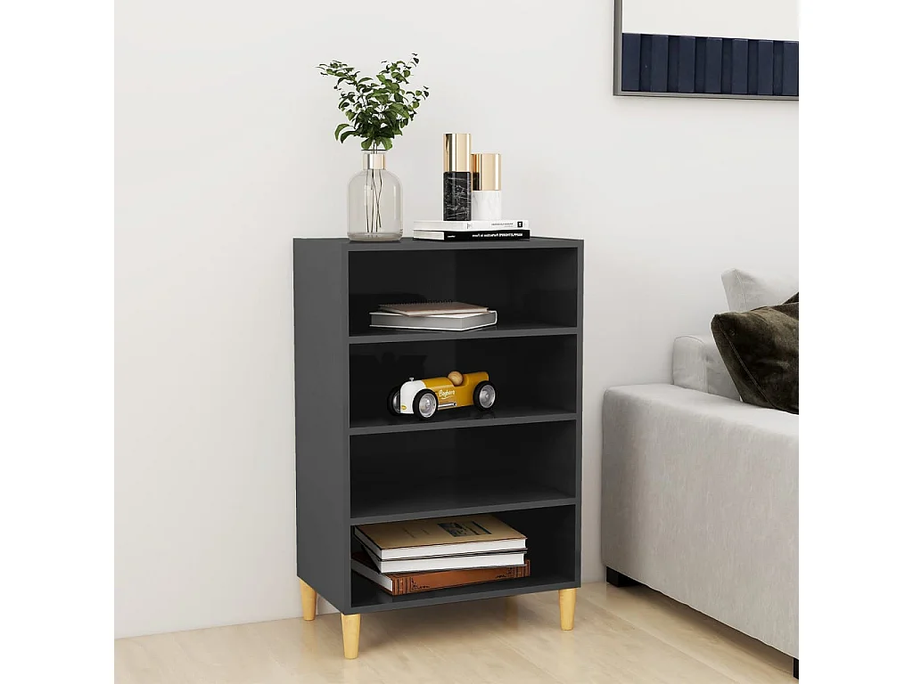 Dressoir 57x35x90 cm bewerkt hout hoogglans grijs