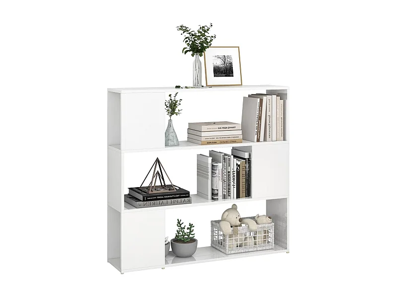 Bibliothèque-Séparateur de pièce Blanc brillant 100x24x94