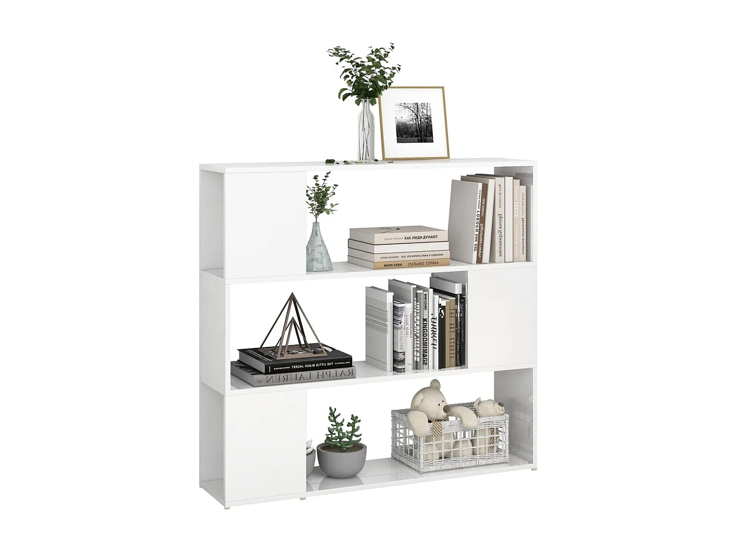 Bibliothèque-Séparateur de pièce Blanc brillant 100x24x94