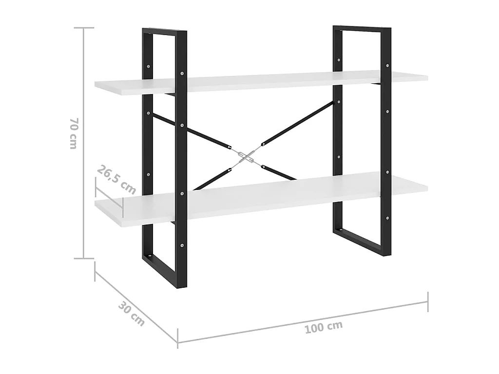 Bibliothèque à 2 niveaux Blanc 100x30x70
