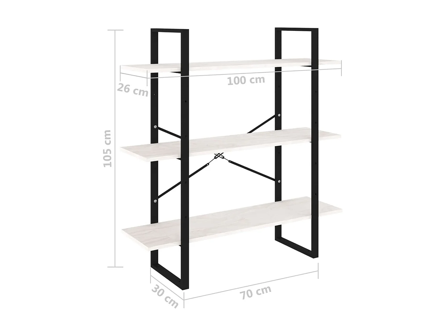 Bibliothèque à 3 niveaux Blanc 100x30x105 Bois de pin massif