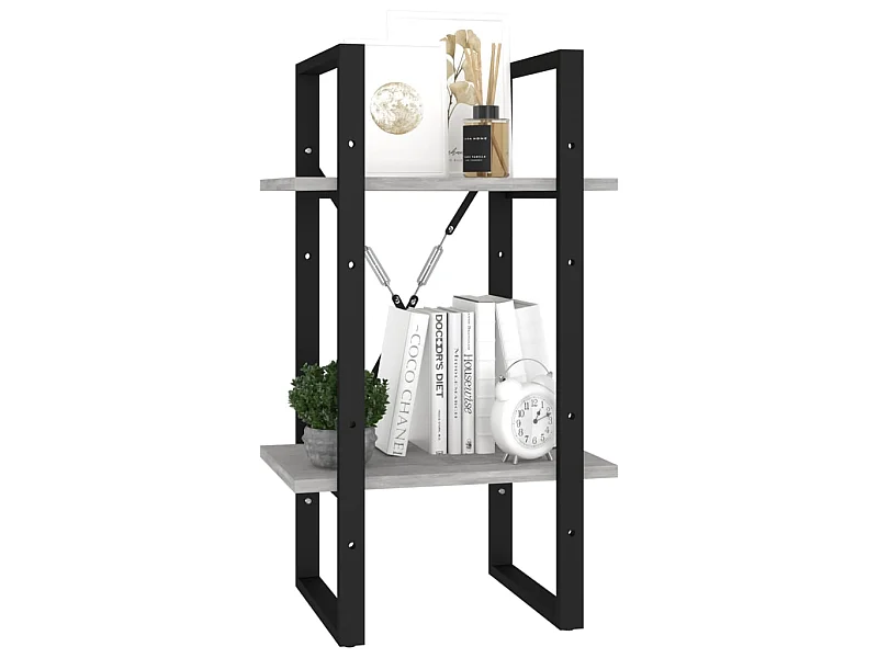 Bibliothèque à 2 niveaux Gris béton 40x30x70