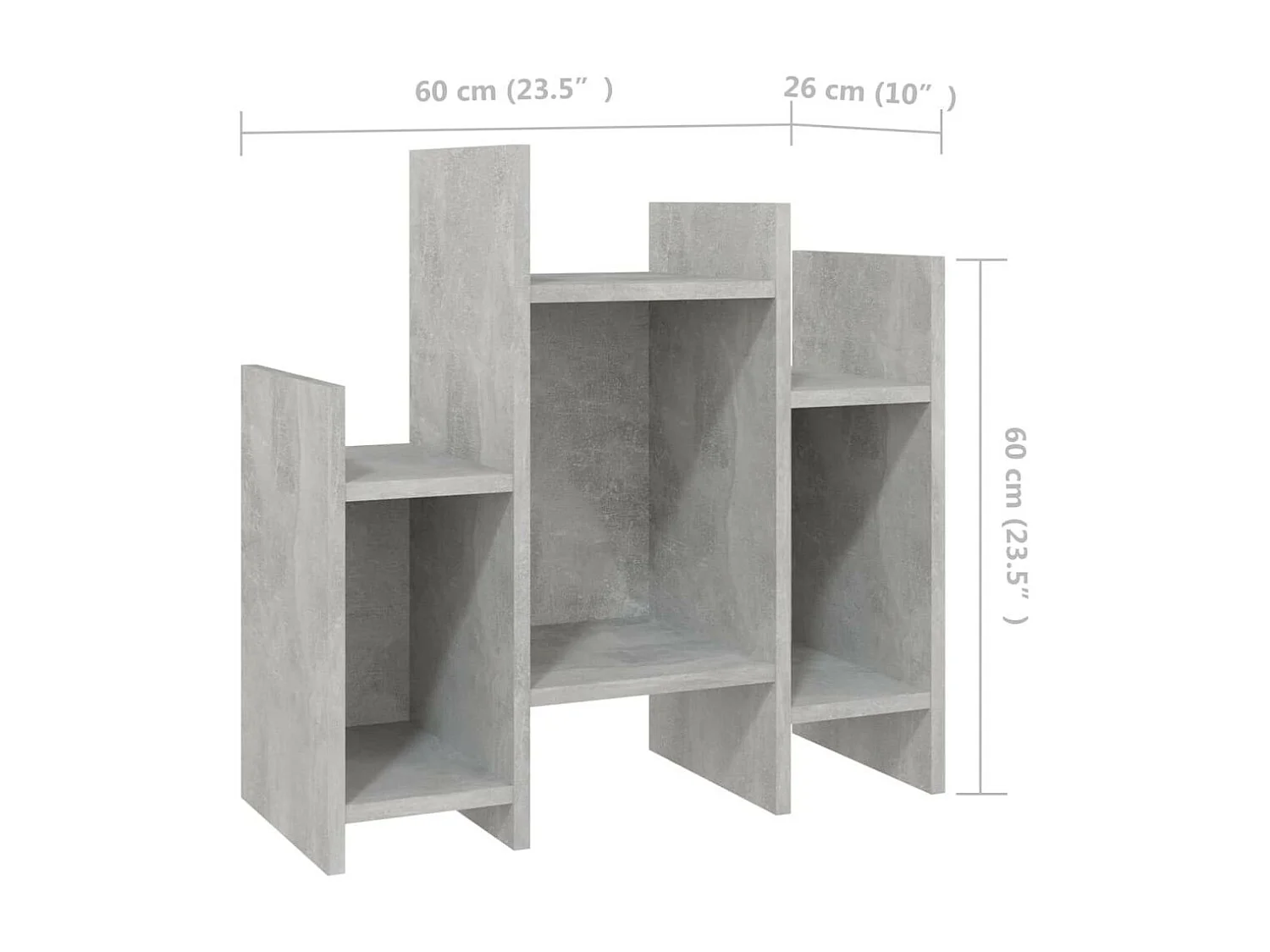 Petite bibliothèque Gris béton 60x26x60