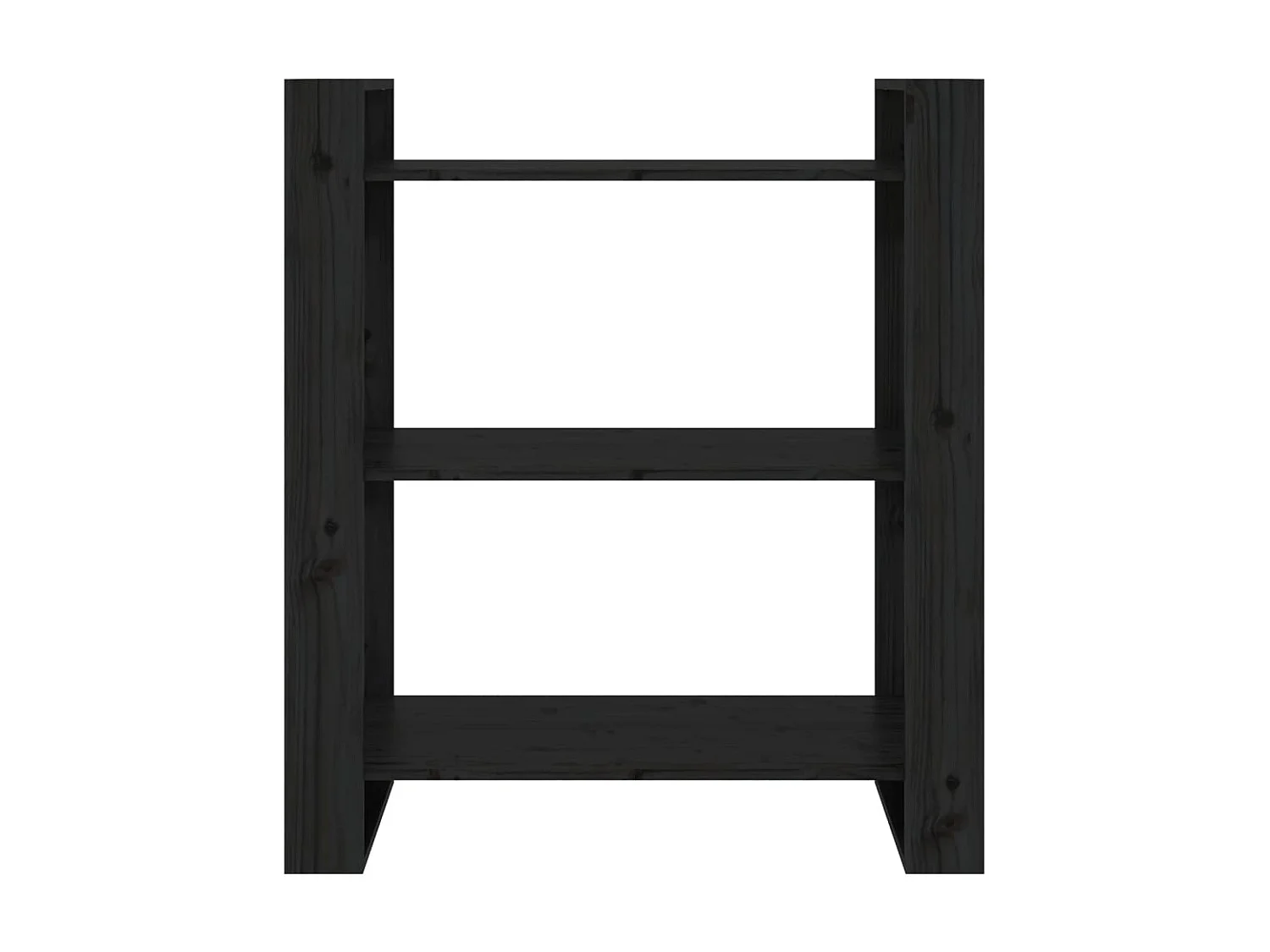 Bibliothèque-Séparateur de pièce Noir 80x35x91 Pin solide