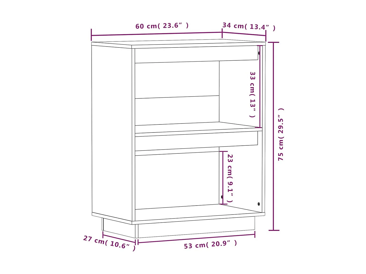 Armoire console 60x34x75 Bois de pin solide