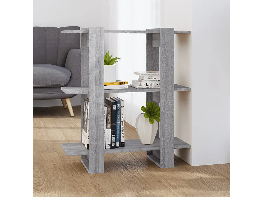 Bibliothèque-Séparateur de pièce Sonoma gris 80x30x87