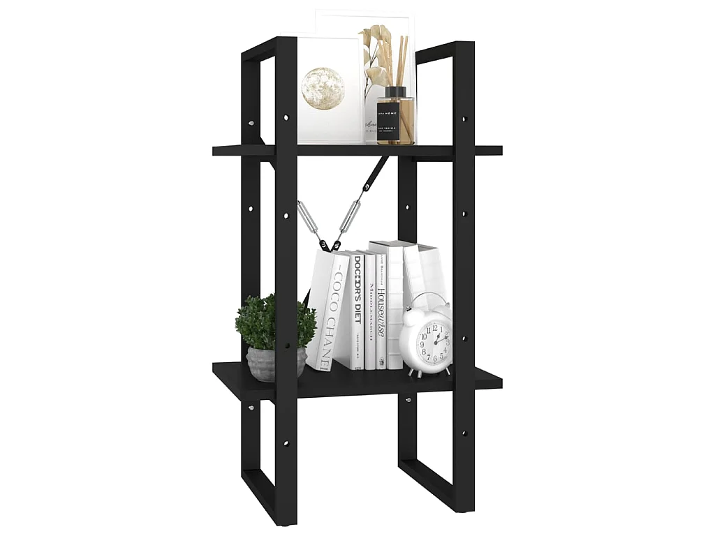 Boekenkast met 2 schappen 40x30x70 cm bewerkt hout zwart