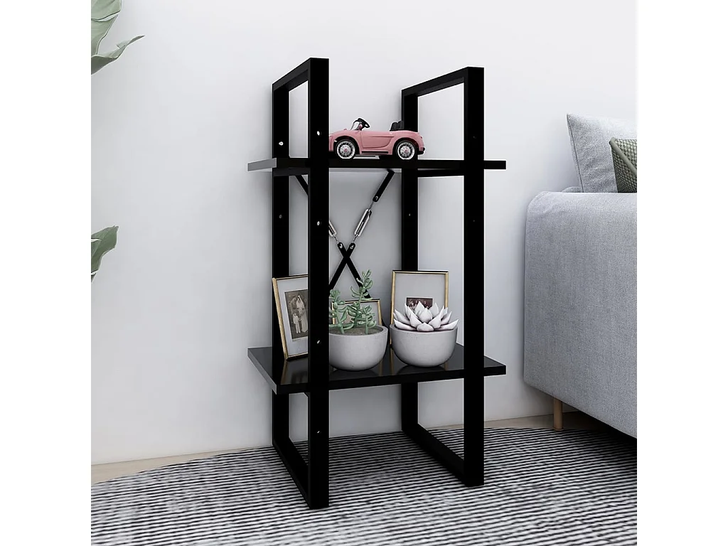 Boekenkast met 2 schappen 40x30x70 cm bewerkt hout zwart