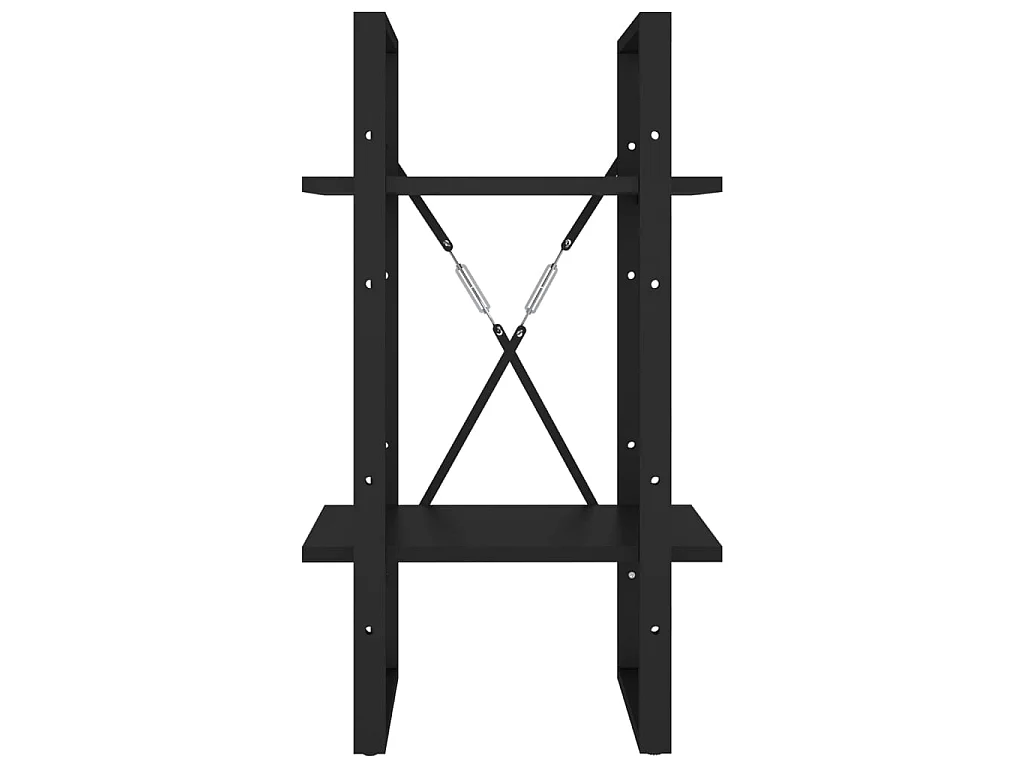 Boekenkast met 2 schappen 40x30x70 cm bewerkt hout zwart